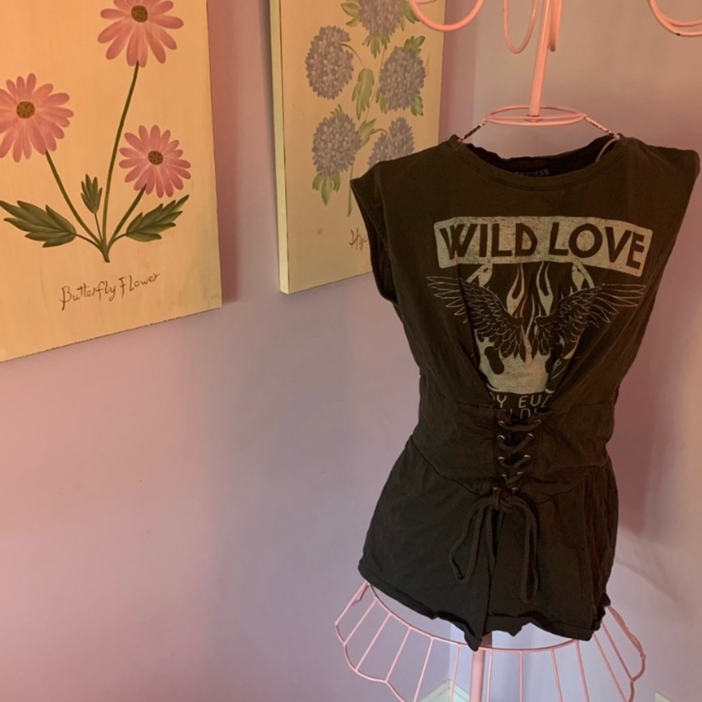 EXPRESS Gray Tie-Waist Tank